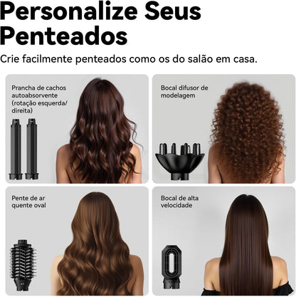 Escova Secadora e Modeladora 5 em 1 – 1300W Bivolt - Gokoco