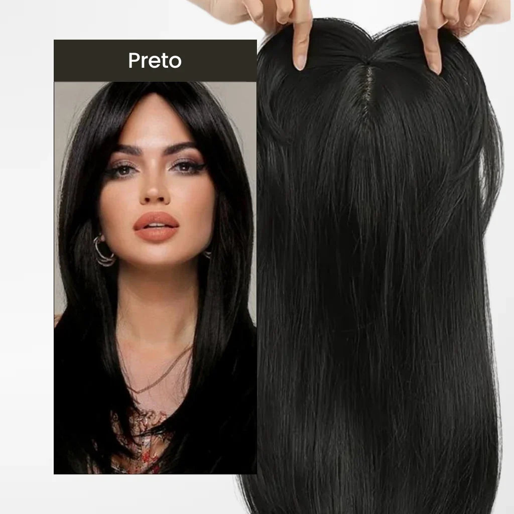 Top Closure - Topo de Cabelo com Franja 45cm | Para Alopecia e Falhas