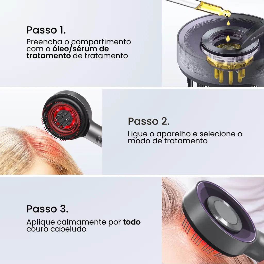 Pente BreoBrush: Terapia de Luz, Massageador e Difusor